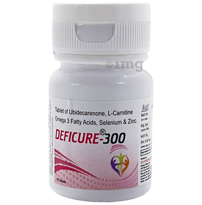Deficure 300 Tablet with CoQ10, L-Carnitine, Omega-3 Fatty Acids, Selenium & Zinc Tablet