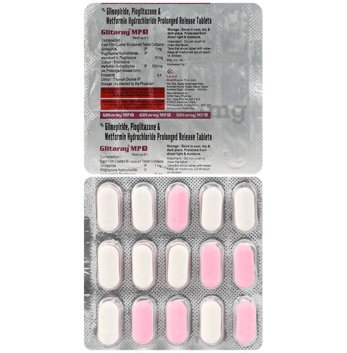 Glitaray MP 1mg/500mg/15mg Tablet PR