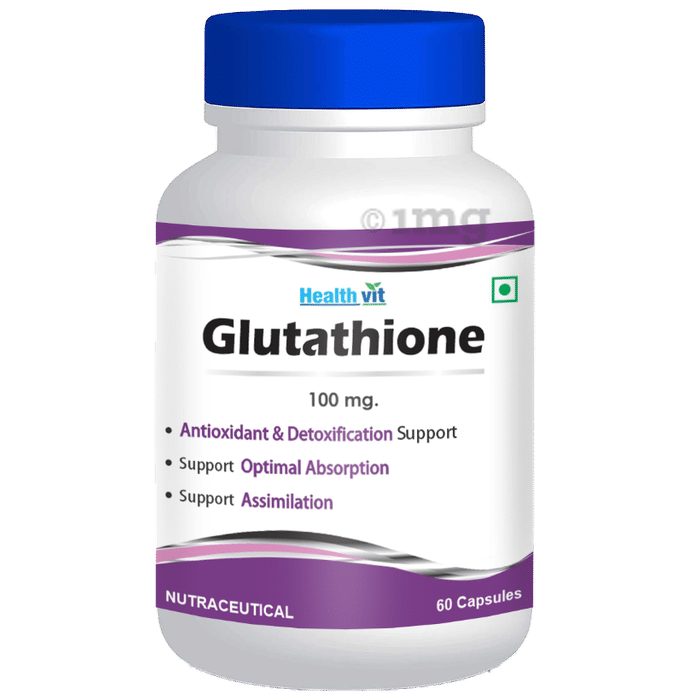 HealthVit L-Glutathione Reduced 100mg | With Antioxidants | For Skin &  Detoxification | Capsule