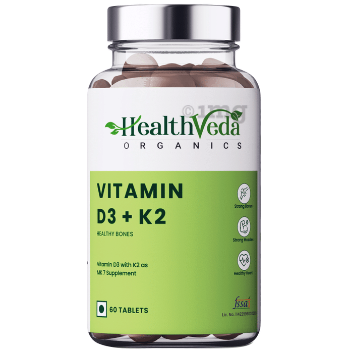 Health Veda Organics Vitamin D3 + K2 Healthy Bones Tablet