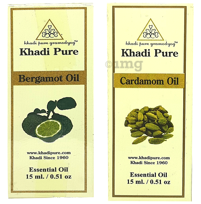 Khadi Pure Combo Pack of Bergamot Oil & Cardamom Oil (15ml Each)