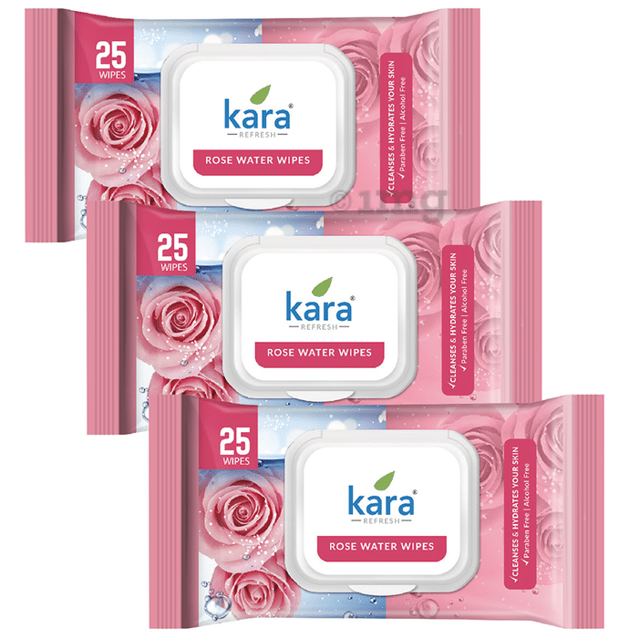 Kara Refreshing Wipes (25 Each) Rose Water