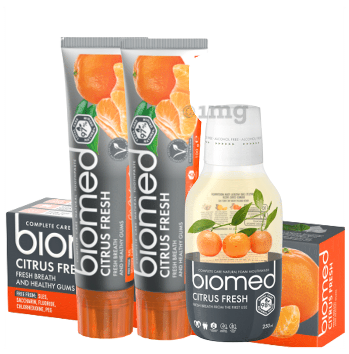 Biomed Complete Care Natural Toothpaste (100gm Each) Citrus Fresh Buy 2 Get 1 Biomed Citrus Fresh Mouthwash Free