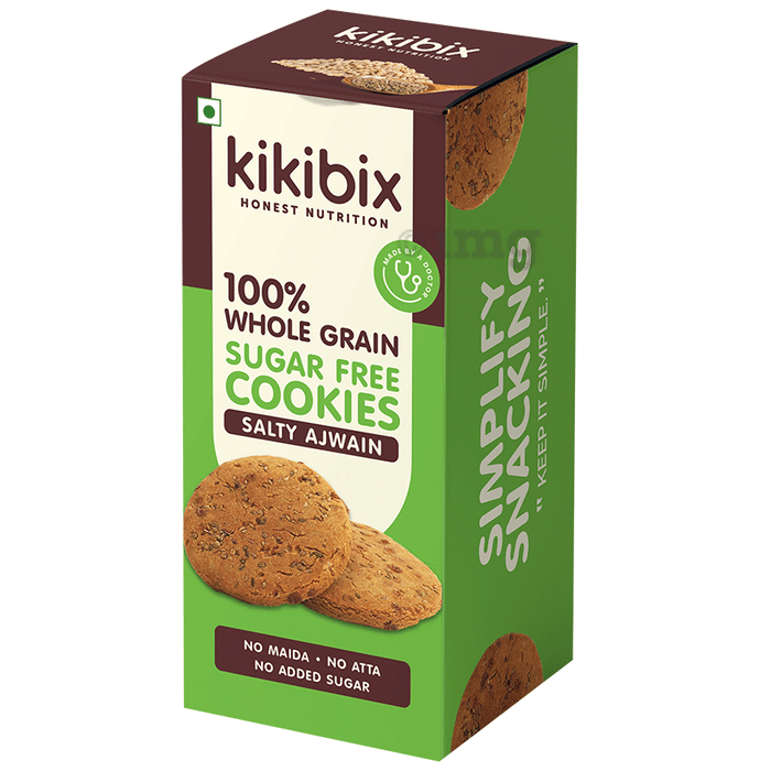 Kikibix 100% Whole Grain Cookies  Sugar Free Salty Ajwain