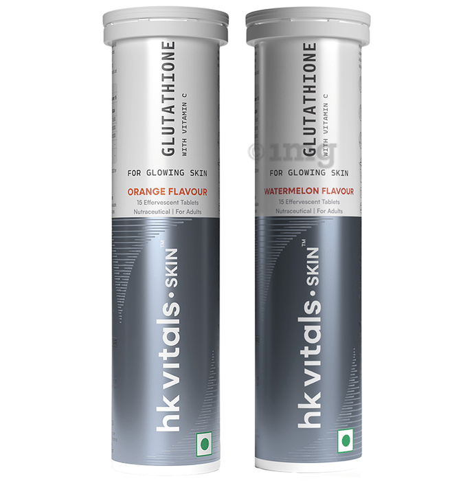 HK Vitals Combo Pack of Glutathione Effervescent Tablet Orange Flavour & Glutathione Effervescent Tablet Watermelon Flavour (15 Each)