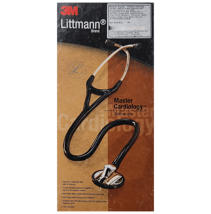 3M Littmann 2160 Master Cardiology Stethoscope, Black Tube, 27 Inch