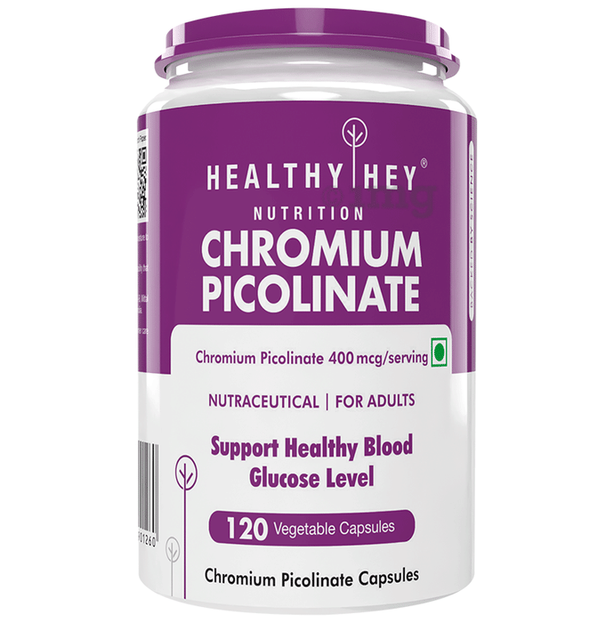 HealthyHey Nutrition Chromium Picolinate 400mcg | Veg Capsule for Healthy Blood Glucose Levels