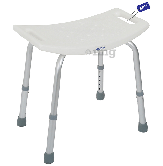 Simon's Lightweight Tool-Free Bath Shower Curved Anti Slip Chair Bench with Removable Backrest