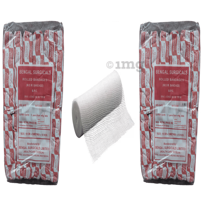 Absorbent Cotton Medical Gauze Roll Bandage (12 Each) 10cm x 5m