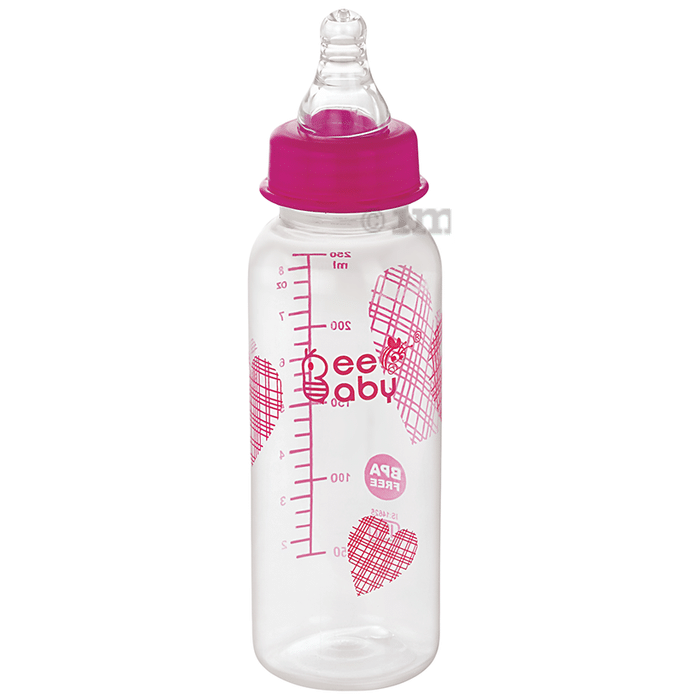 BeeBaby Basic Slim Neck Baby Feeding Bottle with Anti 8 Months+ Pink