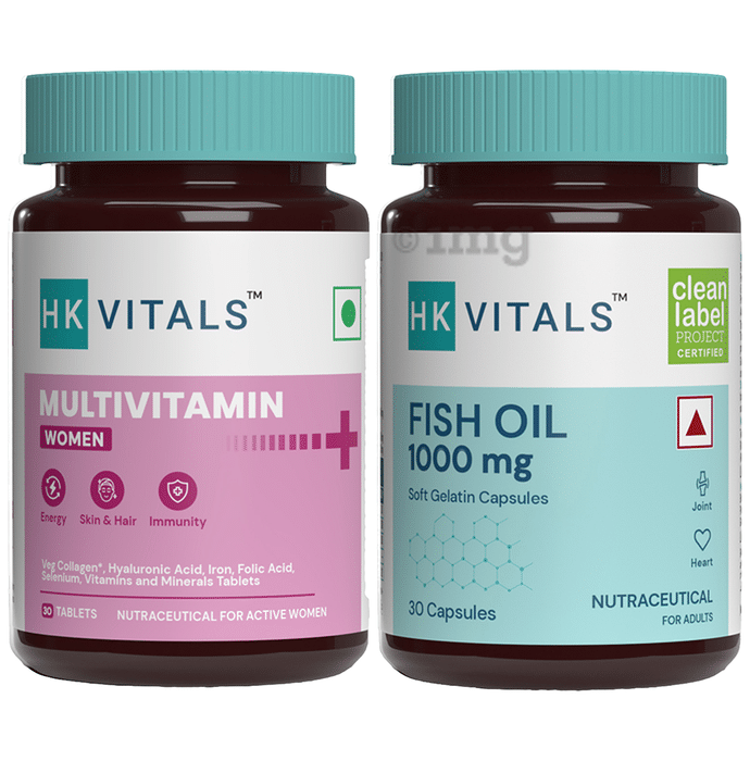 HK Vitals Combo Pack of Multivitamin Women Tablet (30) & Fish Oil Capsule (30)