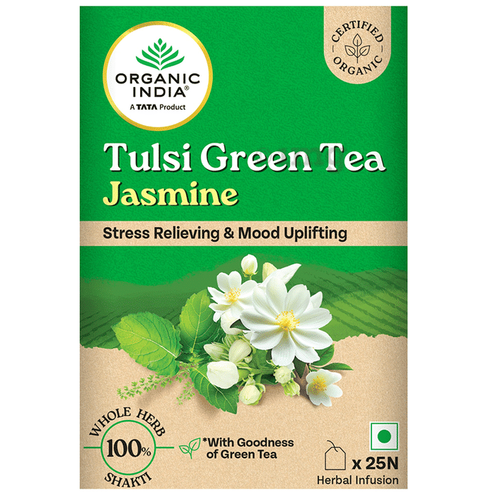 Organic India Tea for Immunity, Antioxidant Support & Stress Relief | Flavour Jasmine Green Tea