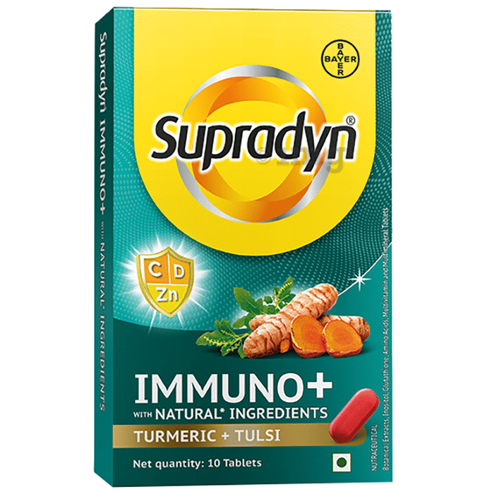 Supradyn Immuno+ Multivitamin with Turmeric & Tulsi | Tablet for Energy & Immunity Tablet