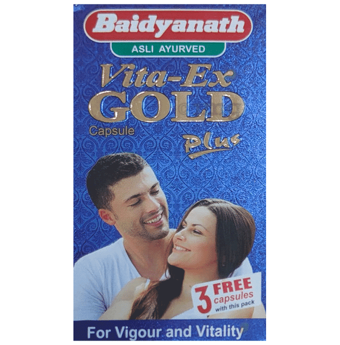 Baidyanath Vita-Ex Gold Plus Capsule | For Strength & Stamina with 3 Capsule Free