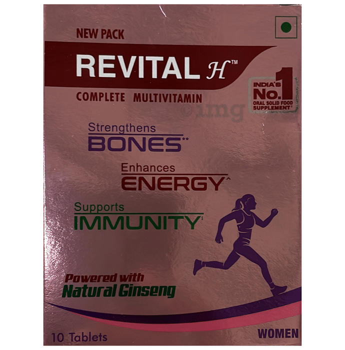Revital H for Woman Tablet with Multivitamins, Calcium, Zinc & Natural Ginseng for Daily Immunity Strong Bones, and Enhances Energy Level