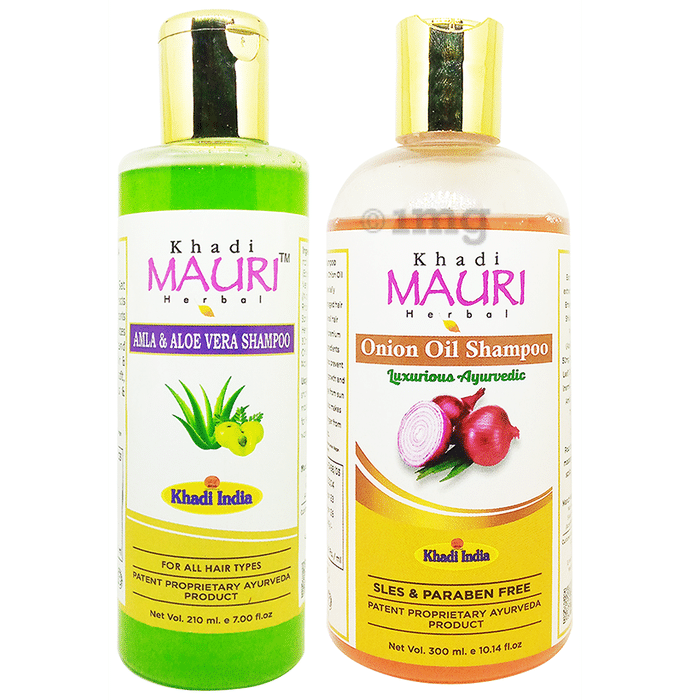 Khadi Mauri Herbal Combo Pack of Amla Aloevera & Onion Shampoo ()
