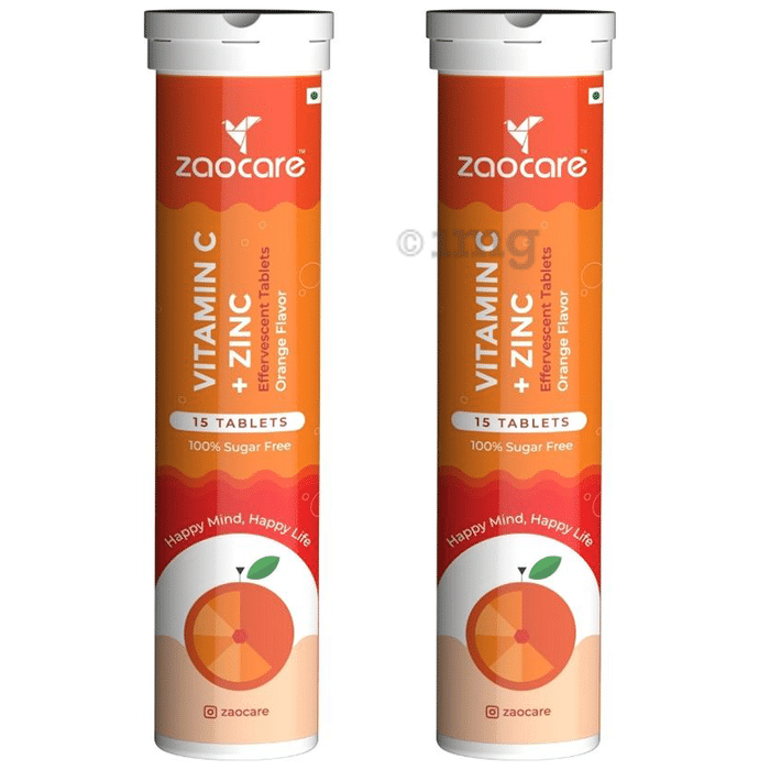 Zaocare Vitamin C + Zinc Effervescent Tablet (15 Each) Orange