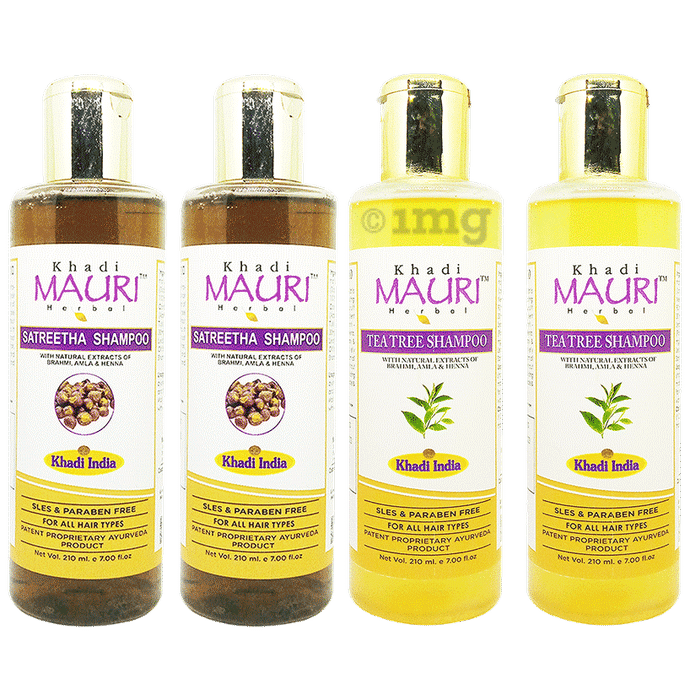 Khadi Mauri Herbal Combo Pack of  Satritha & Tea Tree Shampoo (210ml Each)