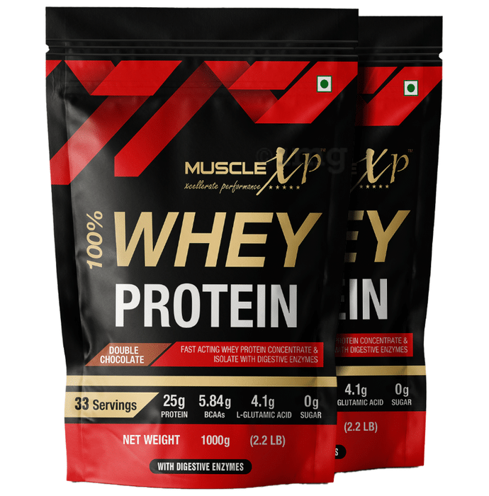 MuscleXP 100% Whey Protein with Digestive Enzyme (1000gm Each) Double  Chocolate