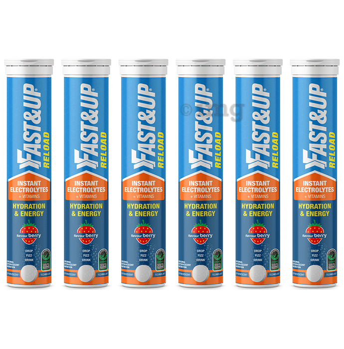 Fast&Up Reload Instant Electrolytes + Vitamins for Hydration & Energy Effervescent Tablet (20 Each) | Flavour Berry