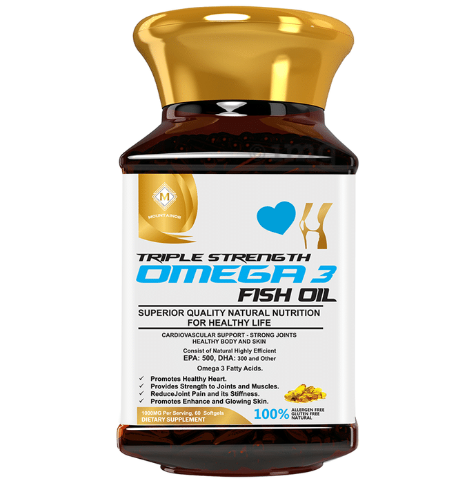 Mountainor Omega 3 Fish Oil 1000mg Triple Strength Softgel for Heart, Bones & Joints