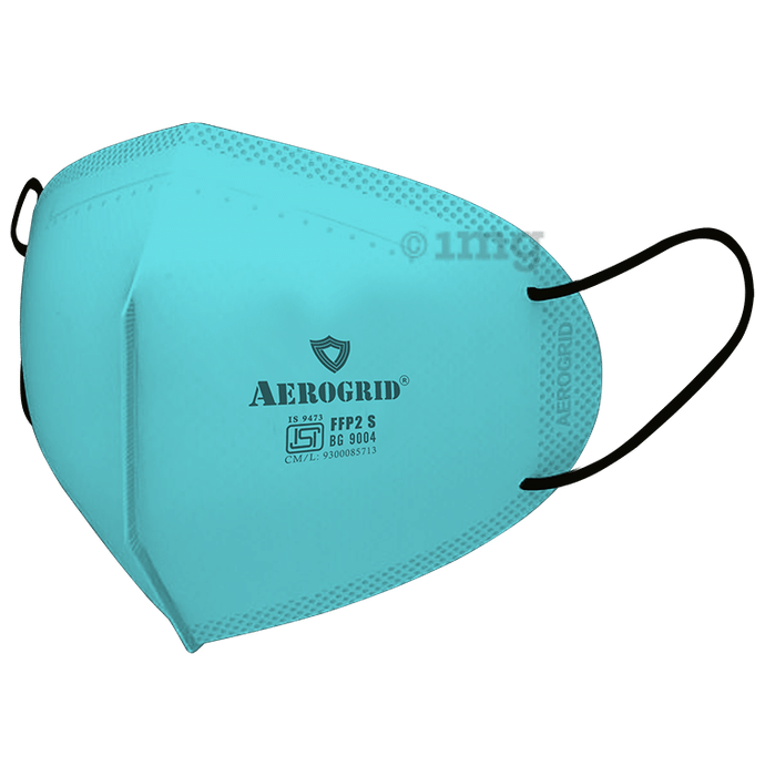 Aerogrid FFP2 5 Layer Premium N95 Mask with Headband Converter Strip Green with Black Ear Loop