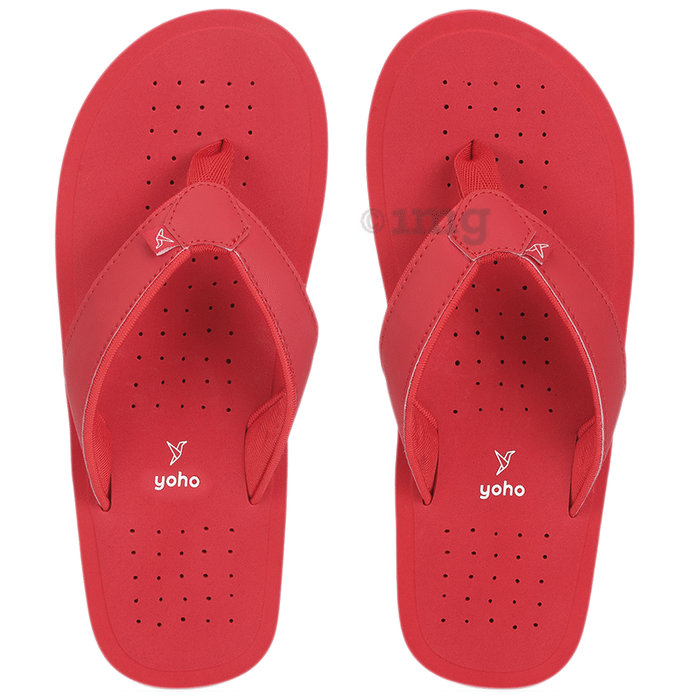 Yoho Ortho Slipper Soft comfortable and stylish flip flop Slipper for Men Archflex Red Size 9