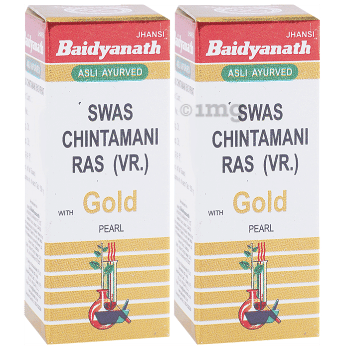 Baidyanath (Jhansi) Swas Chintamani Ras (Vr.) with Gold Pearl (25 Each)