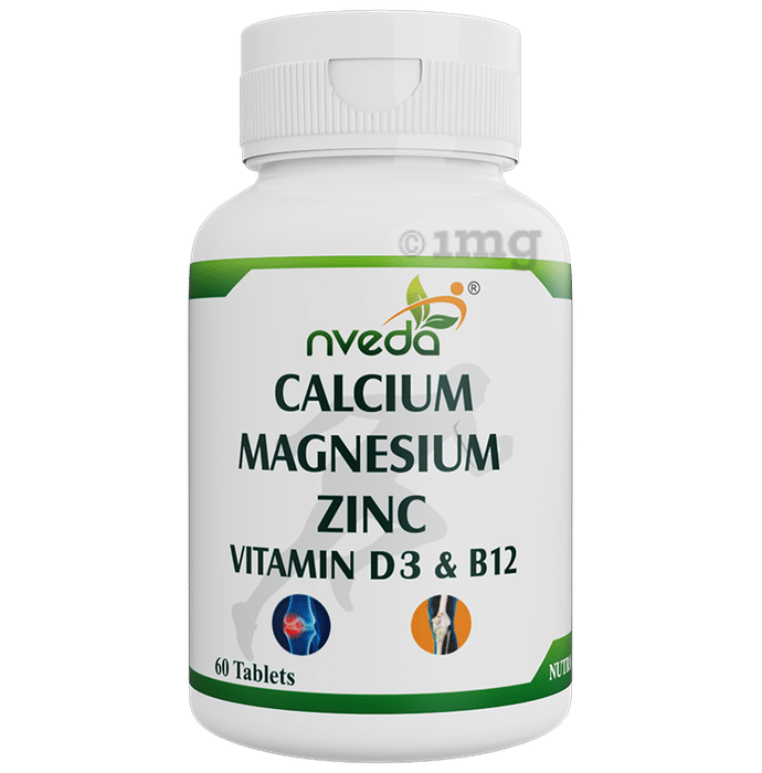 Nveda Calcium Magnesium Zinc | With Vitamin D3 & B12 for Bones, Muscles & Joint Health | Tablet