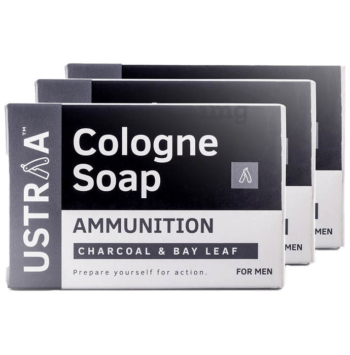 Ustraa Ammunition Charcoal & Bay Leaf Cologne Soap for Men (125gm Each)