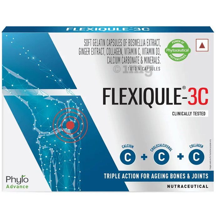 Flexiqule-3C Capsule | Triple Action for ageing Bones & Joints (10 each)