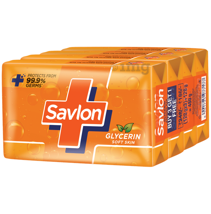 Savlon Glycerin Soft Skin Soap (120gm Each) Buy 3 Get 1 Free