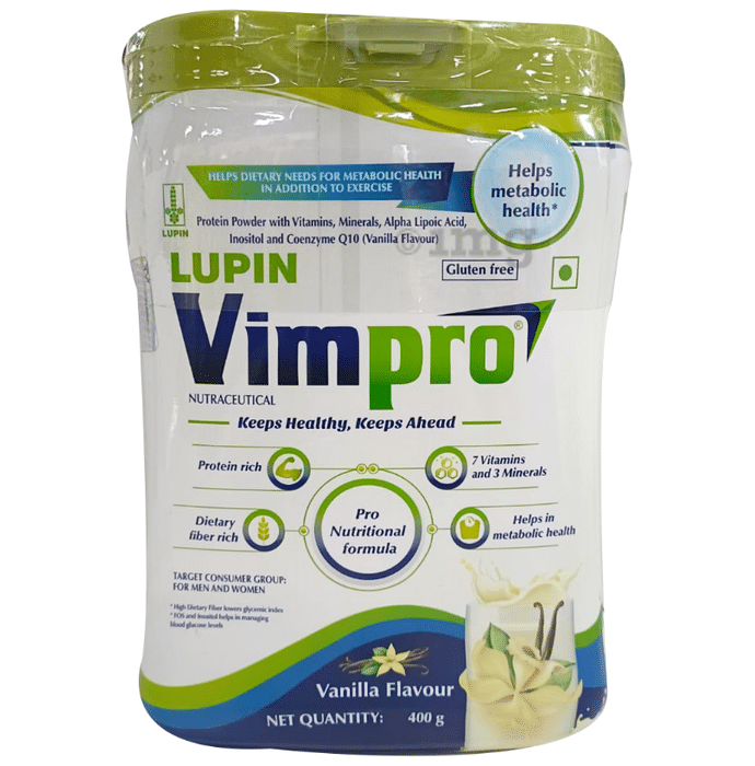 Vimpro Protein with ALA, Inositol & Coenzyme Q10 | Gluten Free | Flavour Vanilla Powder