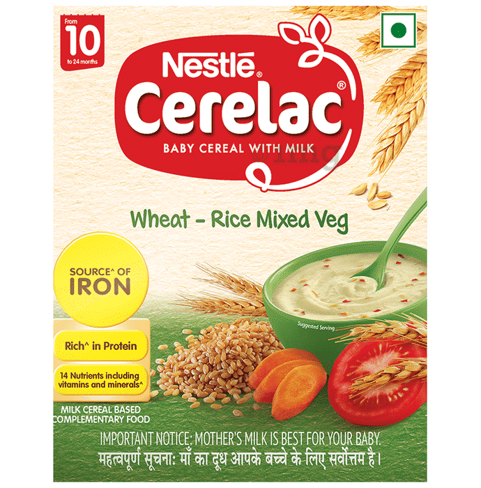 Nestle Cerelac Baby (10 months+) Cereal with Milk, Iron, Vitamins & Minerals | Wheat-Rice Mixed Veg
