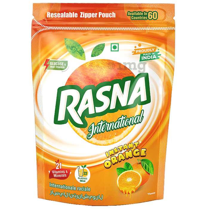 Rasna International with Glucose, Minerals & Vitamins | Flavour Instant Orange