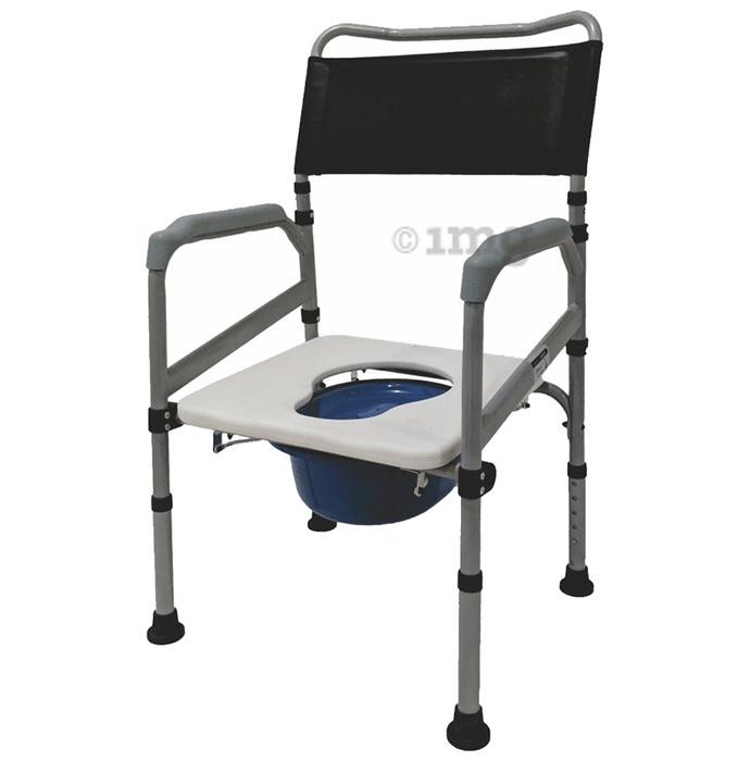 Vissco Comfort Steel Folding Commode Chair without Castors 0996A Universal Silver