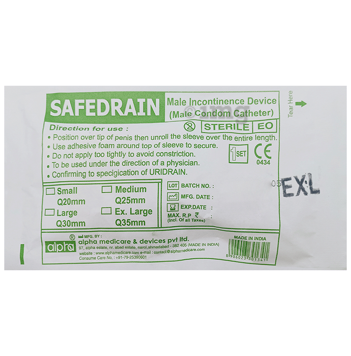 Alpha Safedrain Male Incontinence Device XL