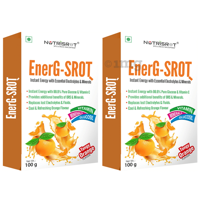 Nutrisrot EnerG-SROT̖ Instant Energy Drink with Glucose, Electrolytes, Minerals & Vitamin C (100gm Each) Tangy Orange