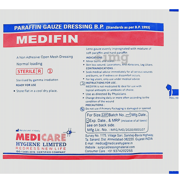 Medica Medifin Paraffin Gauze Dressing 10cm x 30cm