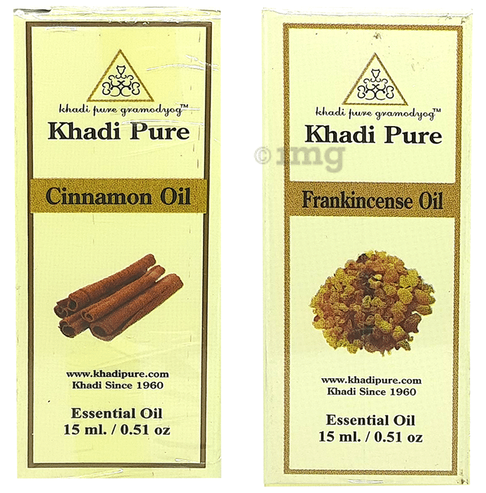Khadi Pure Combo Pack of Cinnamon Oil & Frankincense Oil (15ml Each)