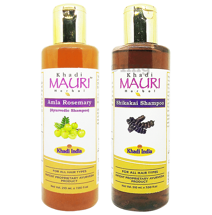 Khadi Mauri Herbal Combo Pack of Amla Rosemary & Shikakai Shampoo (210ml Each)