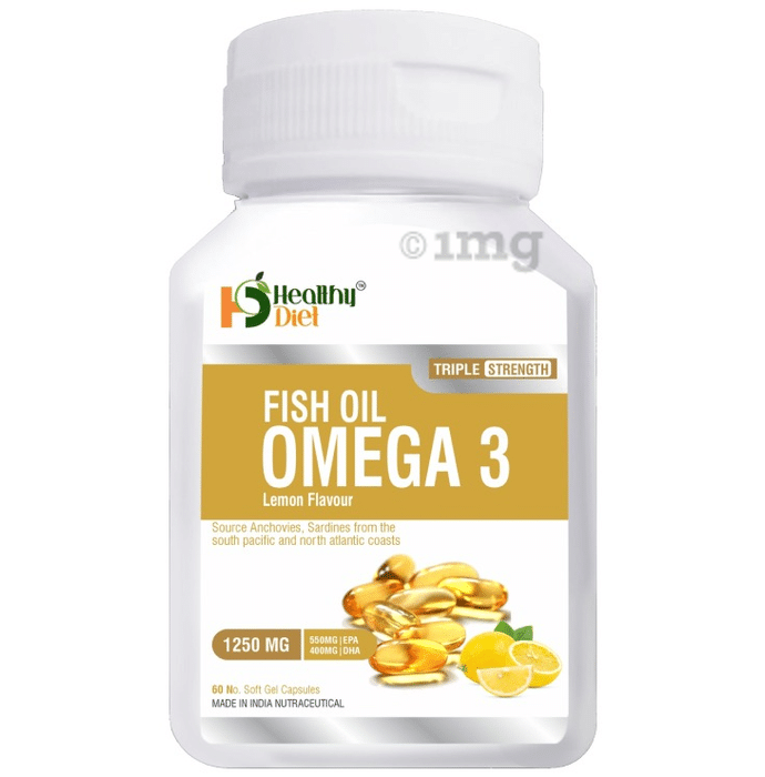 Healthy Diet Fish Oil Omega 3 Triple Strength 1250mg Soft Gel Capsule Lemon
