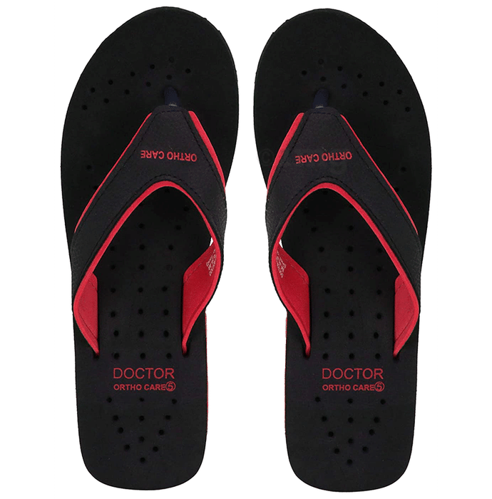 Doctor Extra Soft Ortho Care Orthopaedic Diabetic Pregnancy Comfort Flat Flipflops Slippers For Women Black Red 9
