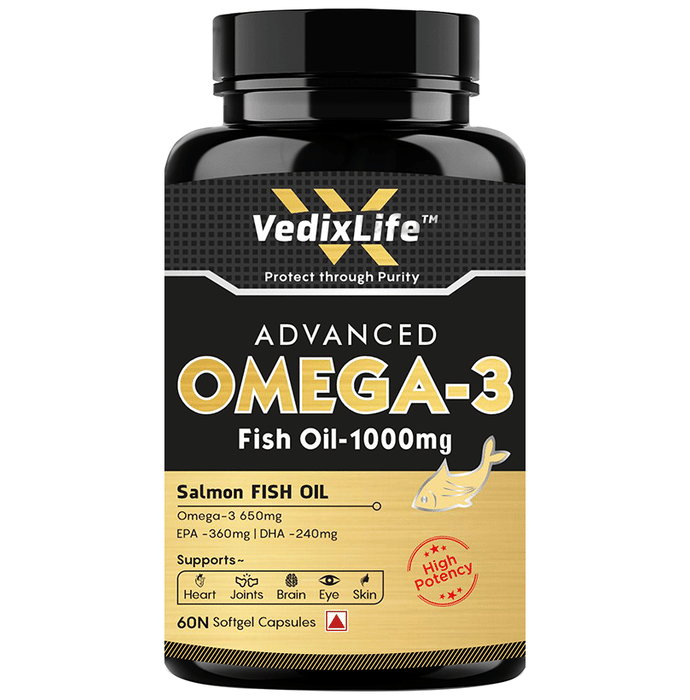 VedixLife Advanced Omega 3 Fish Oil 1000mg Softgel Capsule