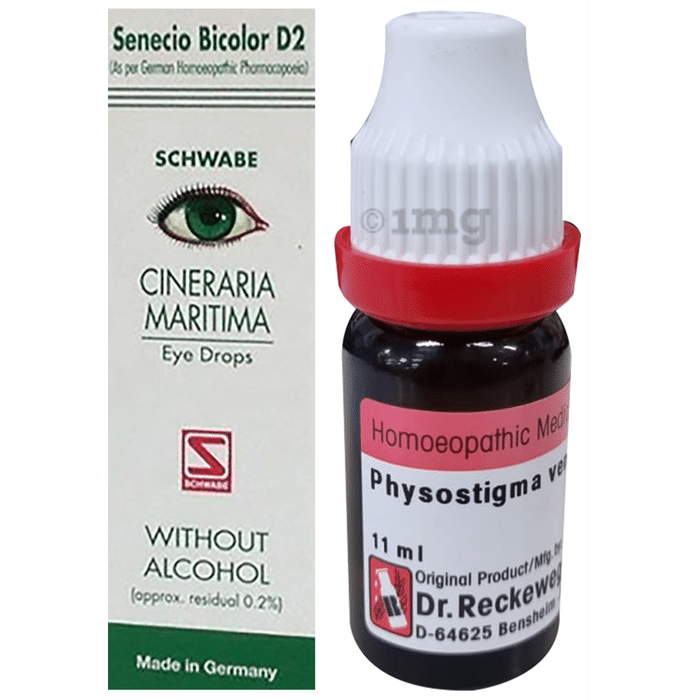 Combo Pack of Dr. Reckeweg Physostigma Venenosum Dilution 30 CH (11ml) & Dr Willmar Schwabe Germany Cineraria Maritima Without Alcohol Eye Drop (10ml)