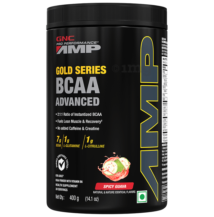 GNC Pro Performance AMP Gold Series BCAA Advanced | For Lean Muscles & Recovery | Flavour Powder Spicy Guava