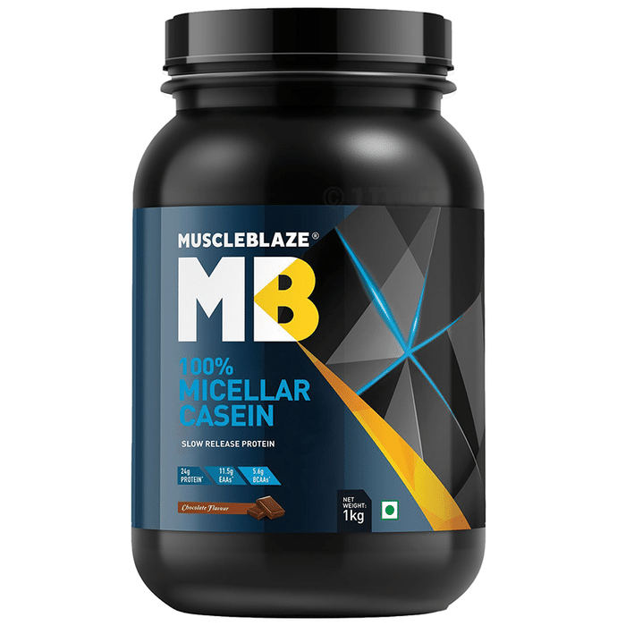 MuscleBlaze 100% Micellar Casein Slow Release Protein Powder | For Muscle Support | Flavour Chocolate
