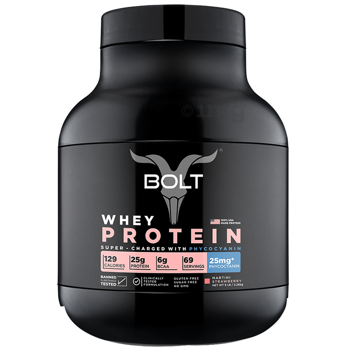 Bolt Whey Protein for Muscle Growth & Lean Muscle Mass | Flavour Powder Martani Strawberry