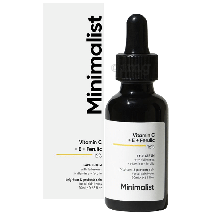 Minimalist 16% Vitamin C + E + Ferulic Acid Face Serum | Brightens Skin | Face Care Product for All Skin Types