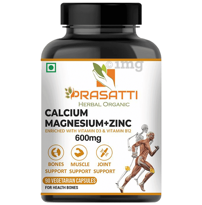 Prasatti Herbal Organic Calcium Magnesium & Zinc Vegetarian Capsule